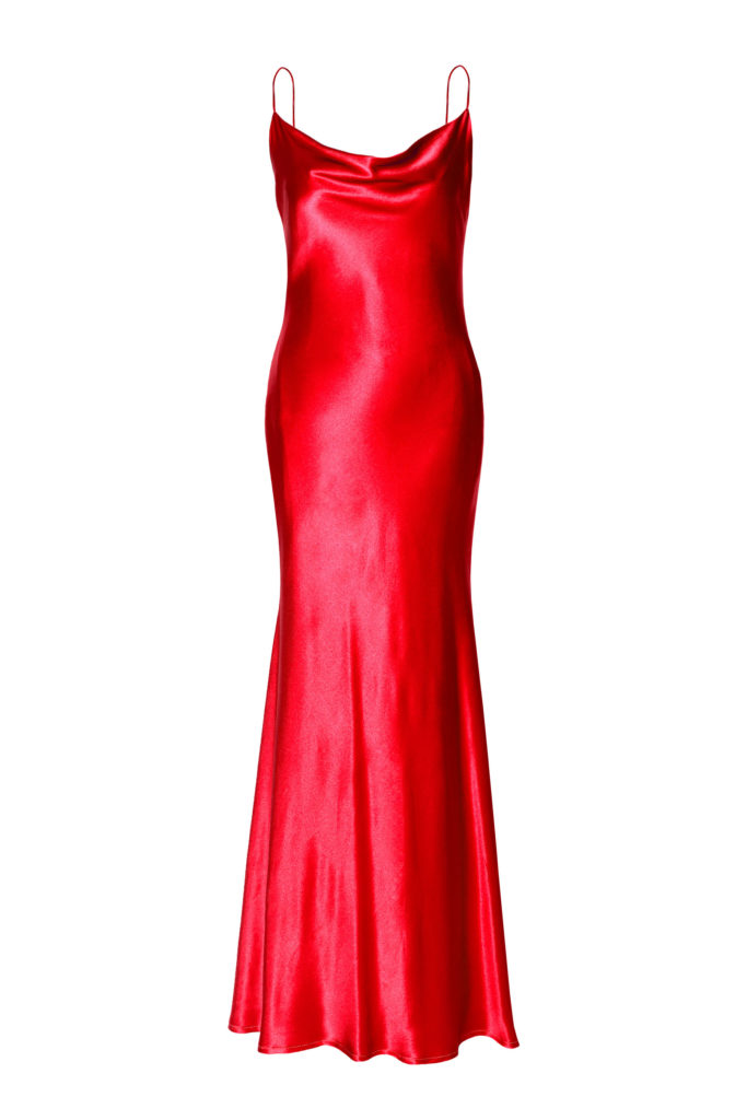 vestido seda rojo Frida red natural silk dress